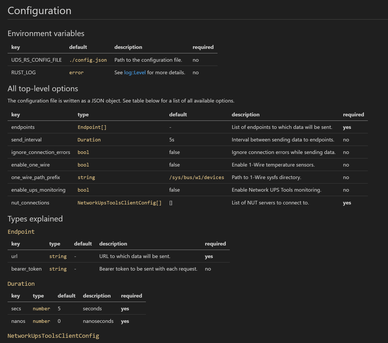 screenshot of universal-data-source's config file