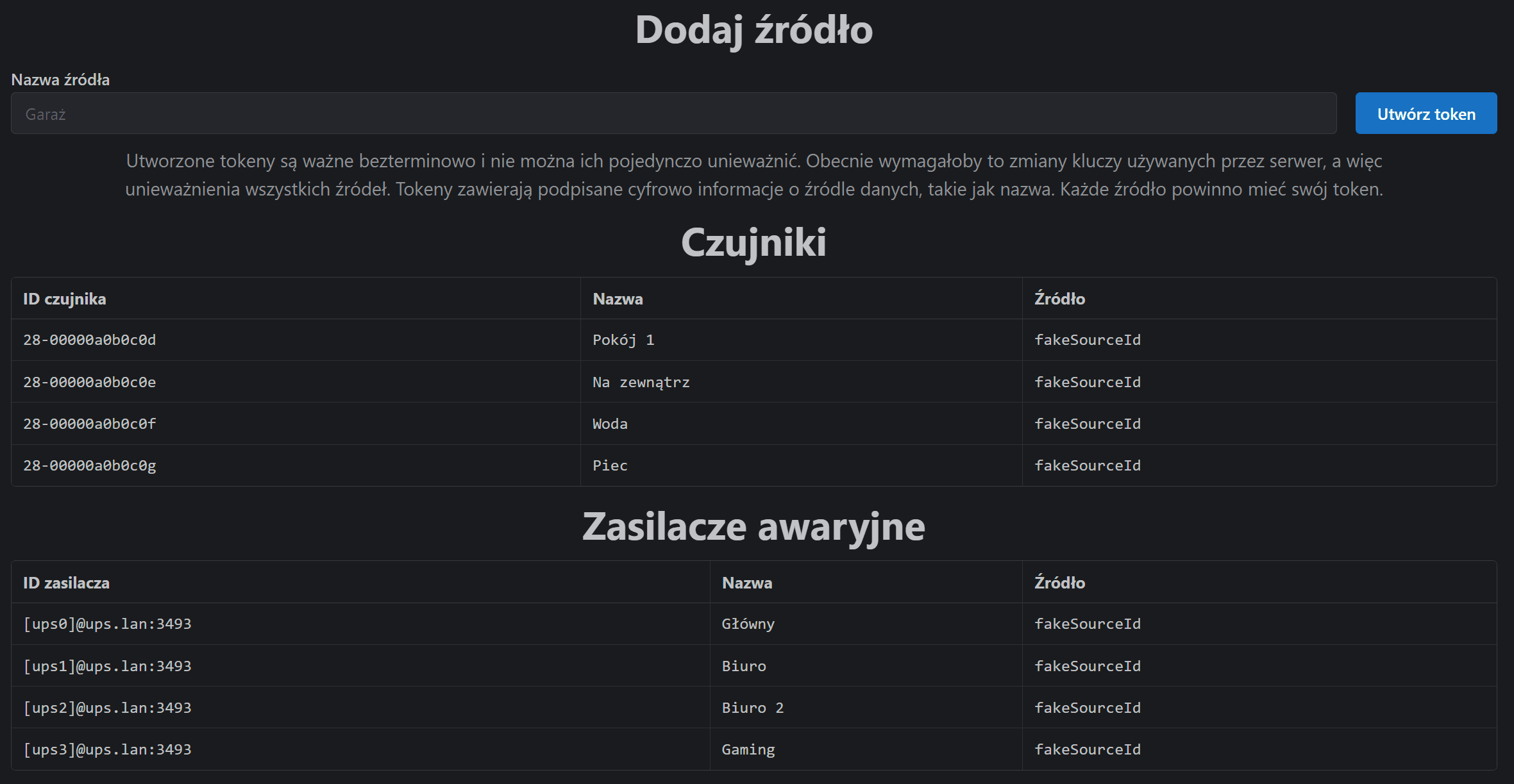 screenshot of both data source addition and sensor editing page